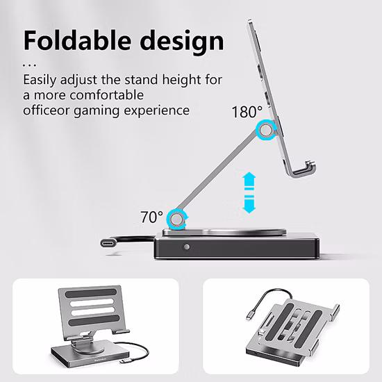 Hoomc 8 in 1 Steam Deck Dock Pd USB3.0 1000m HDMI Dp VGA Steam Deck Stand with USB