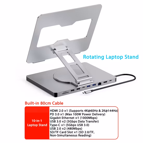 Hoomc 8 in 1 Steam Deck Dock Pd USB3.0 1000m HDMI Dp VGA Steam Deck Stand with USB