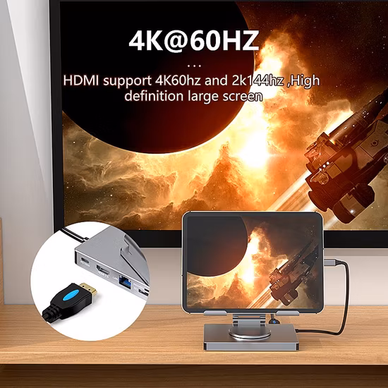 Hoomc 8 in 1 Steam Deck Dock Pd USB3.0 1000 m HDMI Dp VGA Steam Deck Ständer mit USB